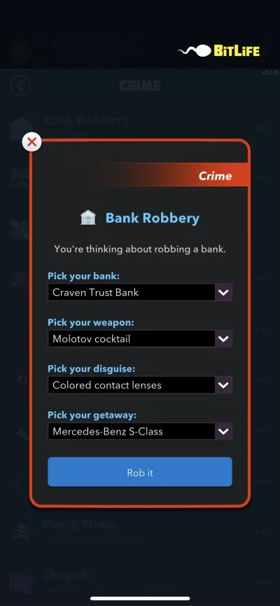 bitlife robbery plan