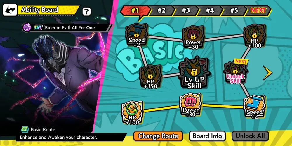 my hero ultra impact ability board