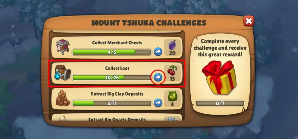 sunrise village ask the challenge screen