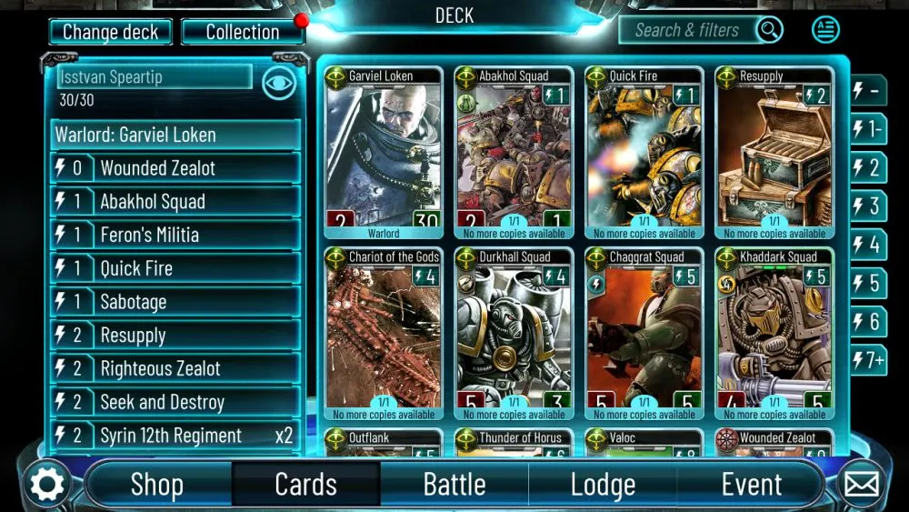 the horus heresy legions tcg deck building
