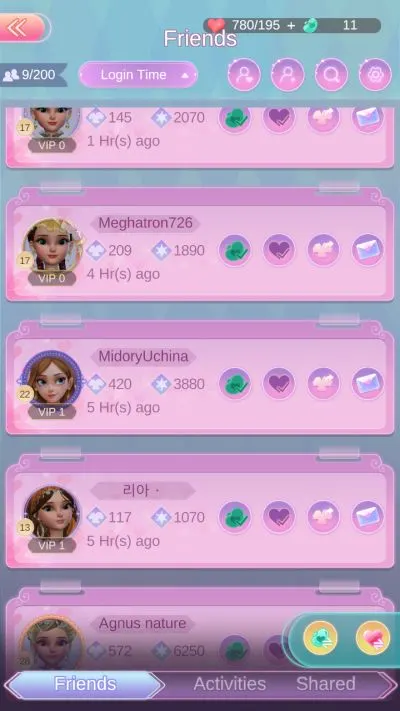 time princess friend list