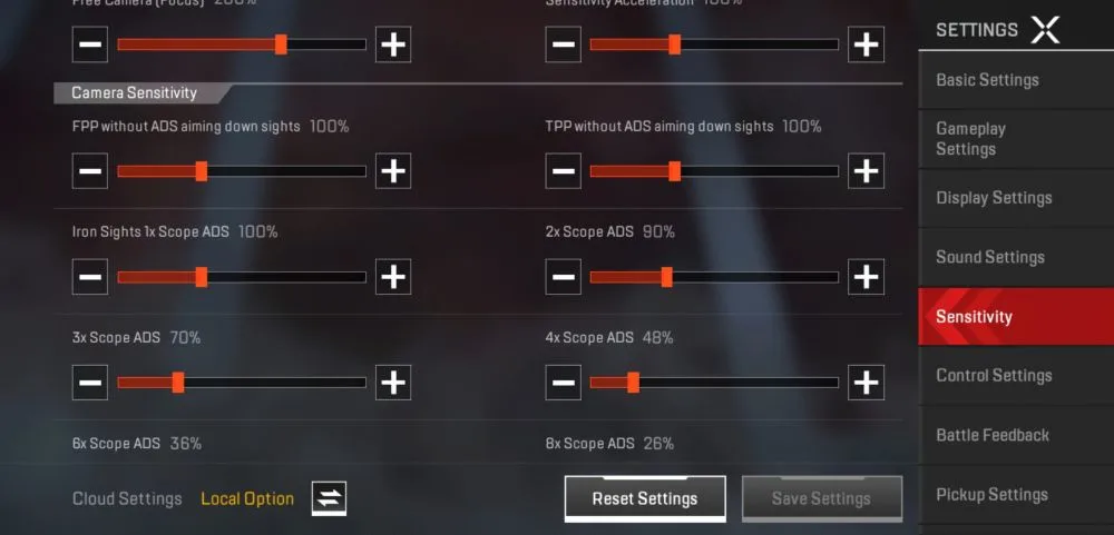 apex legends mobile sensitivity