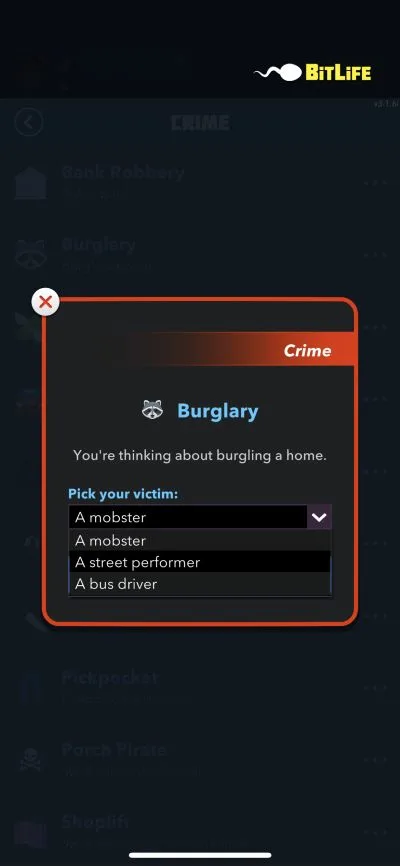 bitlife burglary