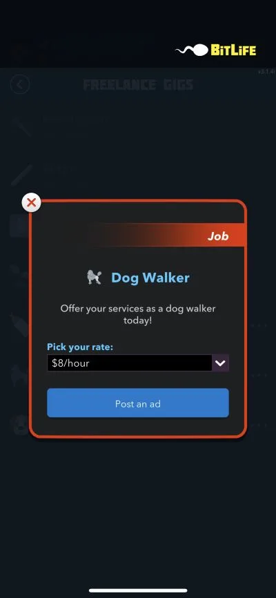 bitlife dog walker job