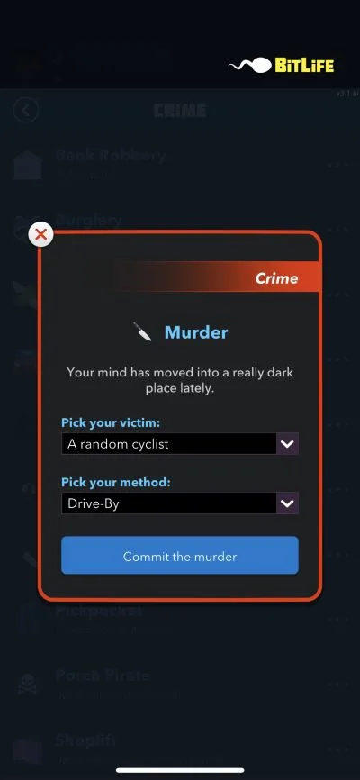 drive-by murder in bitlife