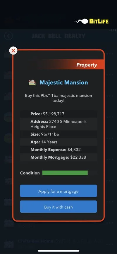 bitlife mansion