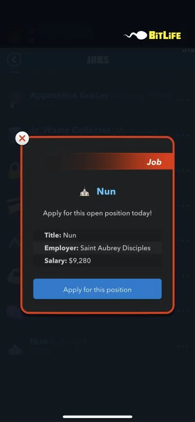 bitlife nun position