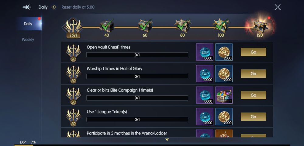 chronicle of infinity daily missions
