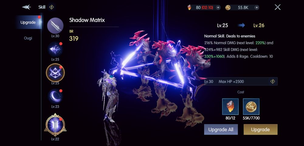 chronicle of infinity skill upgrade