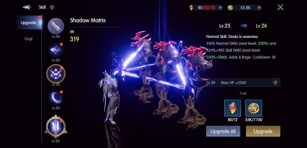 chronicle of infinity skill upgrade