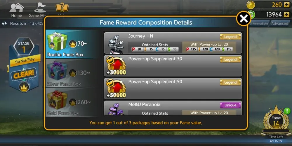 golf star fame reward