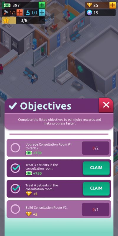 hospital empire tycoon objectives