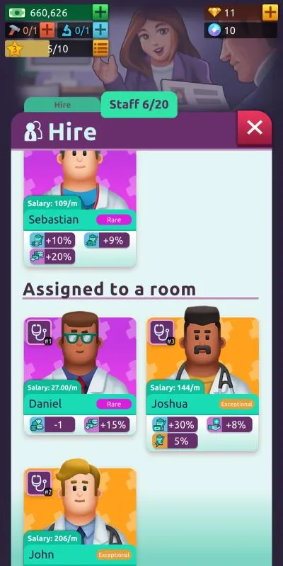 hospital empire tycoon staff