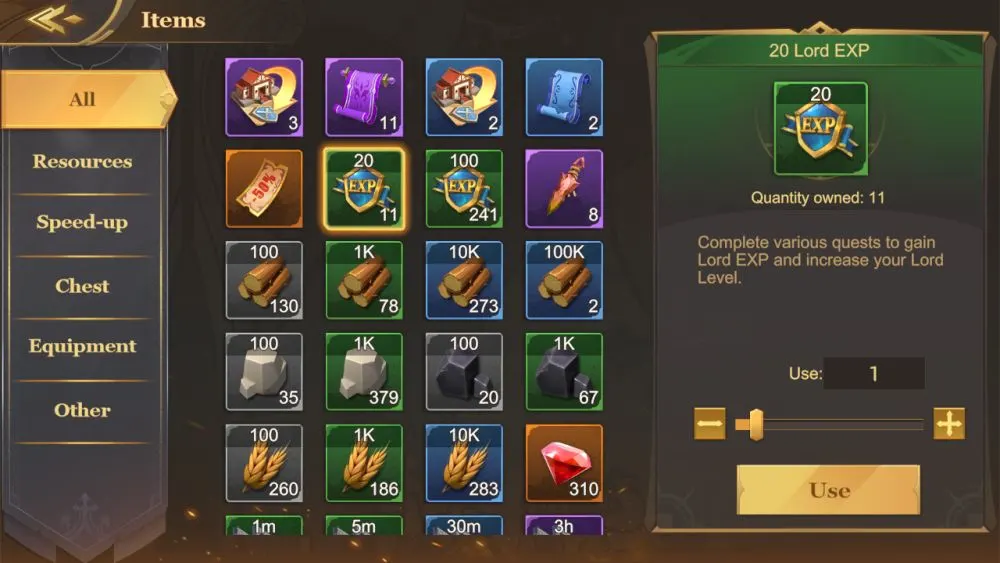 land of empires immortal lord exp