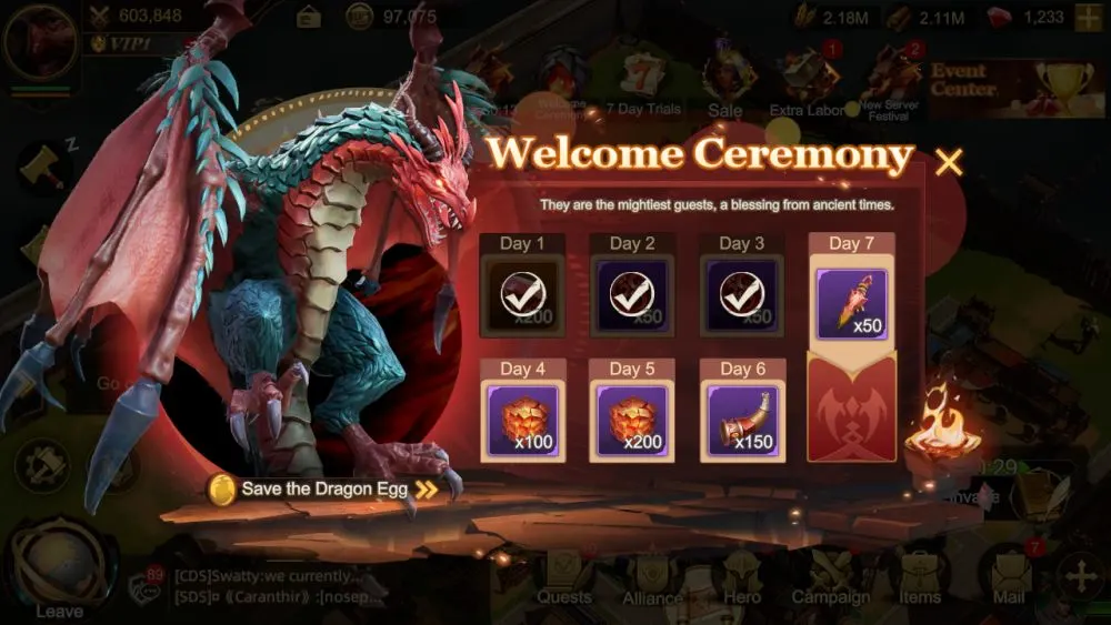 land of empires immortal welcome ceremony