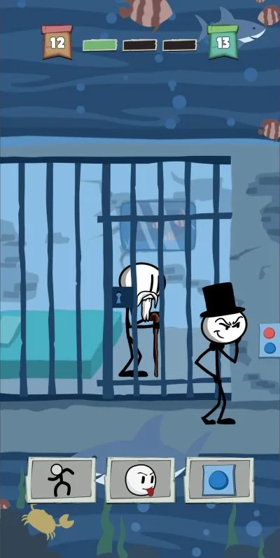 prison break stickman adventure blue button