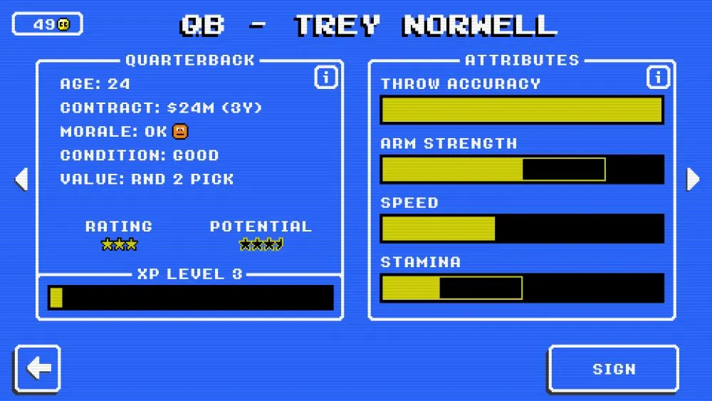 retro bowl great qb stats