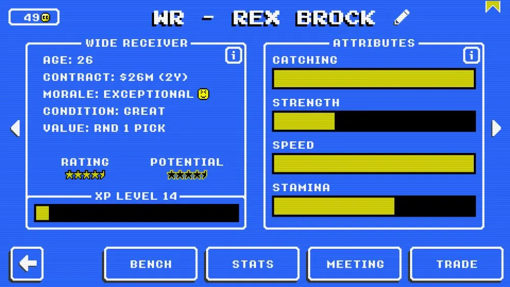 retro bowl great wr stats