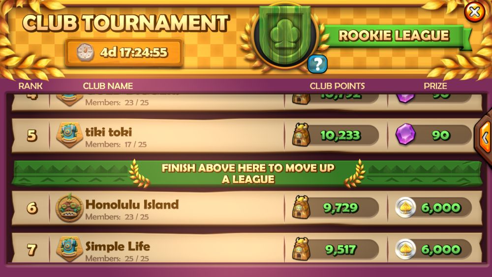 solitaire tripeaks club tournament