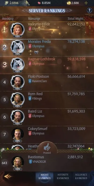 vikingard server rankings