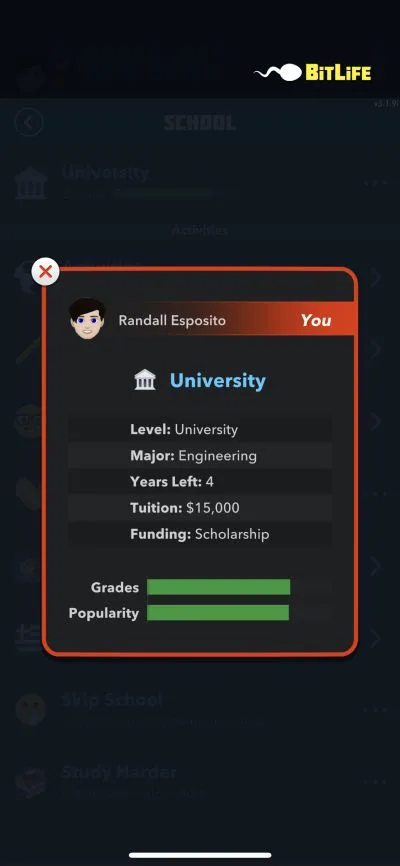 bitlife university engineering major