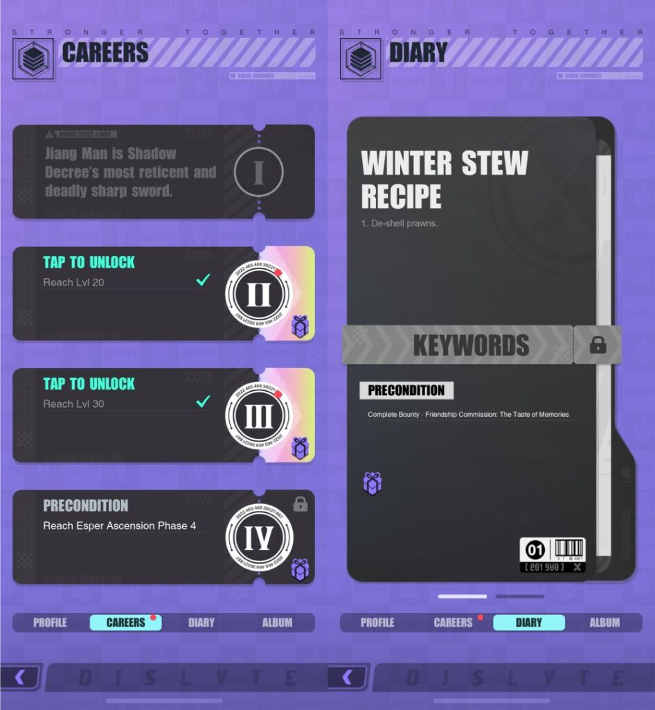 dislyte careers and diary