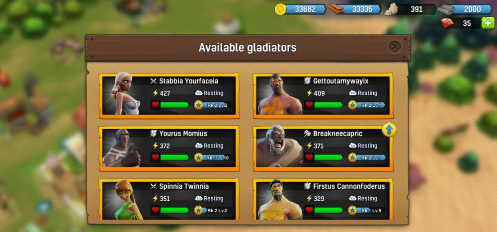 gladiator heroes high ranking rookies