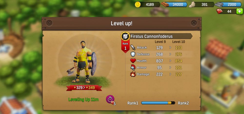 leveling up in gladiator heroes