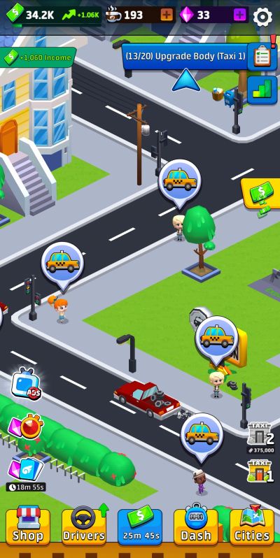 idle taxi tycoon income