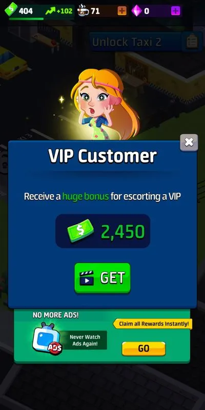 idle taxi tycoon vip customer