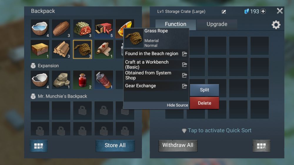 lost in blue item source button