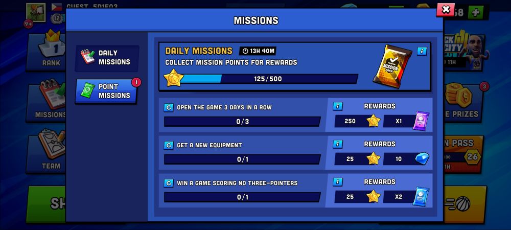 mini basketball daily missions