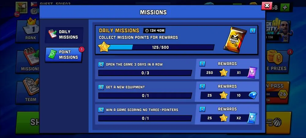 mini basketball daily missions