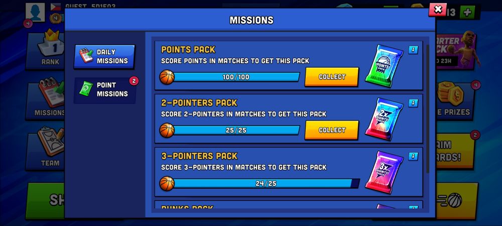 mini basketball point missions