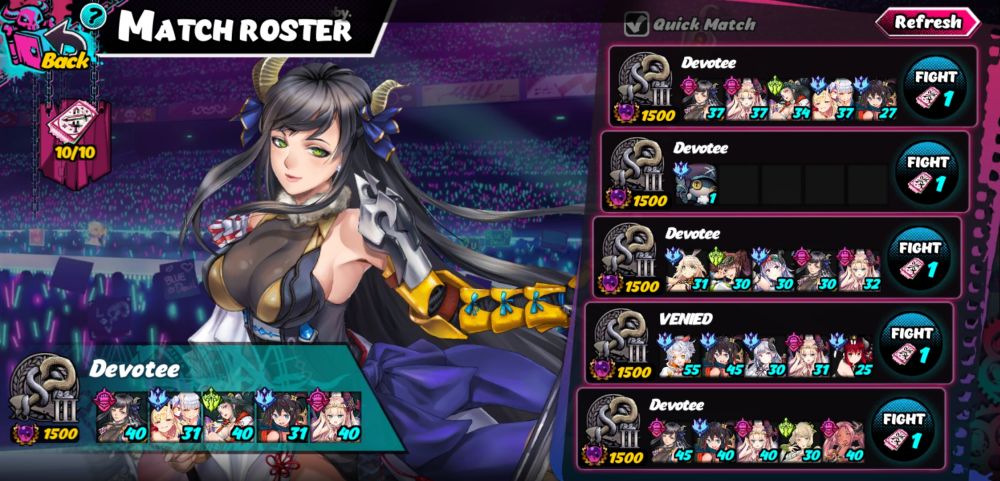 seven mortal sins x-tasy match roster