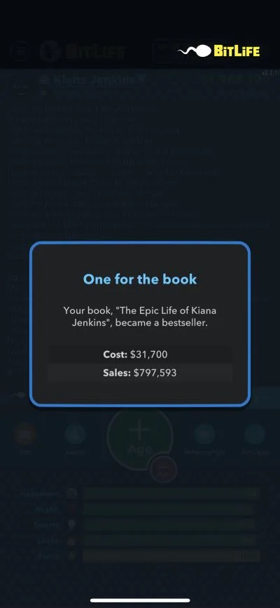 bitlife bestseller book