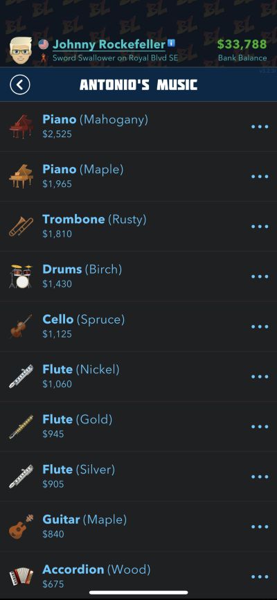 bitlife music instruments