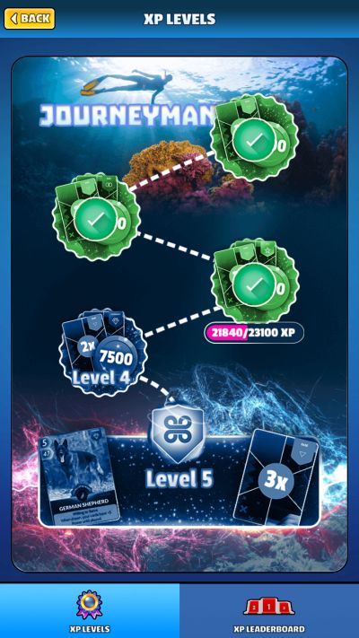 cards, universe and everything level up rewards