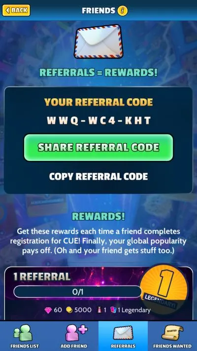cards, universe and everything referral codes