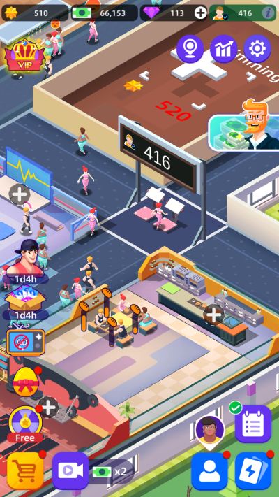 fitness club tycoon scale