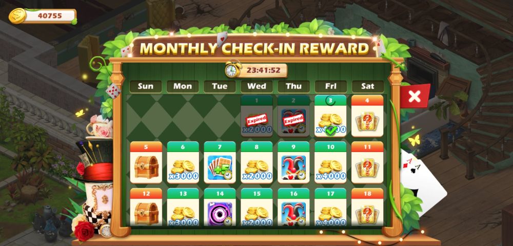 solitaire home design monthly check-in reward