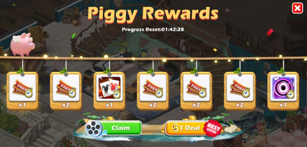 solitaire home design piggy rewards