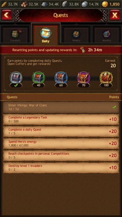 vikings war of clans daily quests