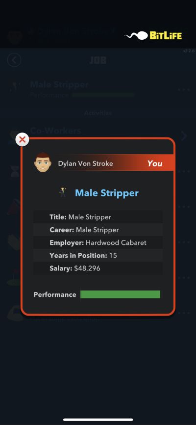 bitlife male stripper performance