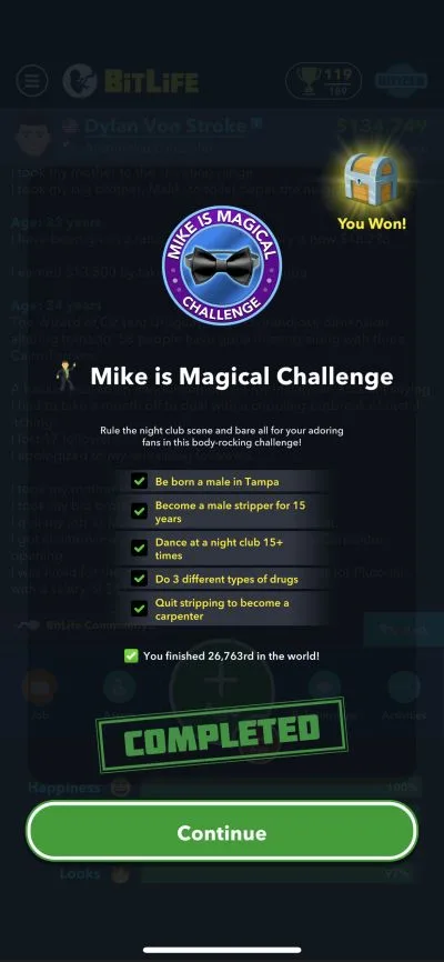 bitlife mike is magical challenge requirements