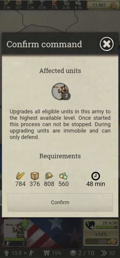 call of war upgrades