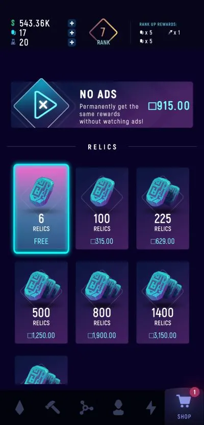 exominer idle miner universe relics