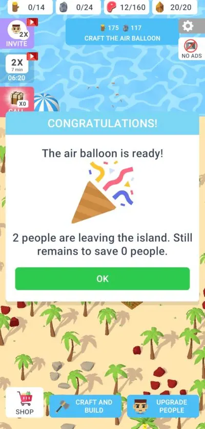 isle builder click to survive air ballon