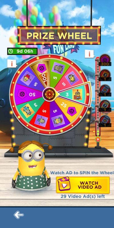 minion rush prize wheel