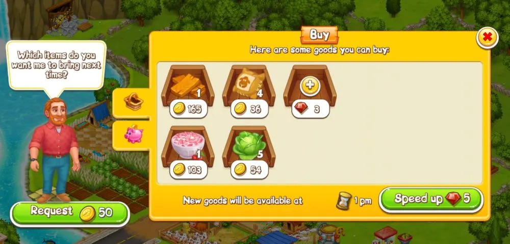 buying items in farm town